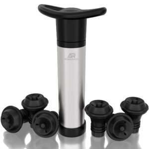aksesroyal wine pump with valve wine stoppers (silver 6 stoppers)