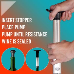 Aksesroyal Wine Pump with Valve Wine Stoppers (Silver 6 Stoppers)