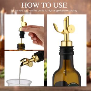 6 Pcs Weighted Stainless Steel Liquor Bottle Pourers Auto Flip Olive Oil Dispenser Spout Balsamic Alcohol Pourer Spouts (Gold)