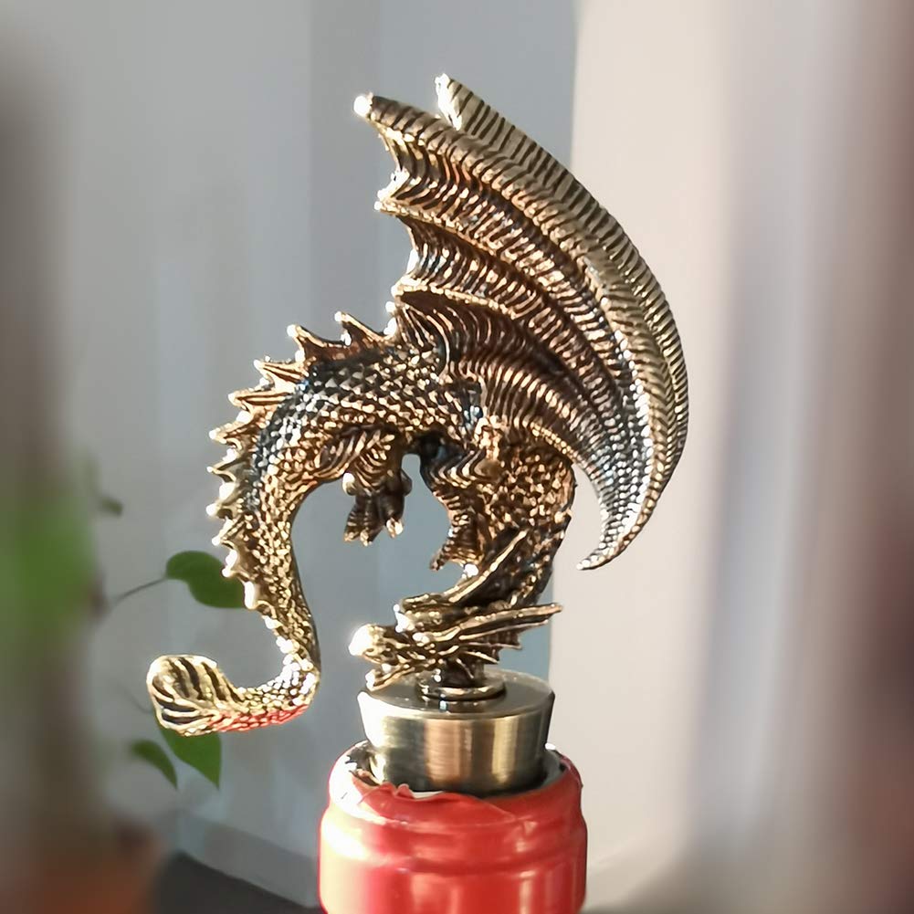 Dragon Wine Stoppers Gothic Metal Alloy Design Bottle Stopper for Dragon Gift Party Decorative