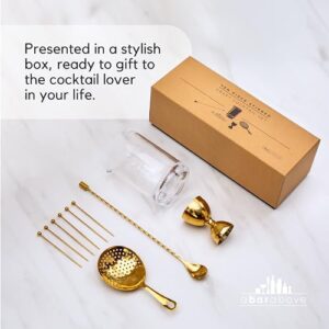 A Bar Above 10-Piece Premium Stir Gift Set - Cocktail Mixing Glass Gifts Set - Stirred Home Bar Kit Great for Martinis, Old Fashioned, Manhattans, & More - Perfect Valentines Day Gifts for Him & Her