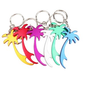 swatom palm tree bottle opener with keychain key tag chain ring accessories (6, random color)