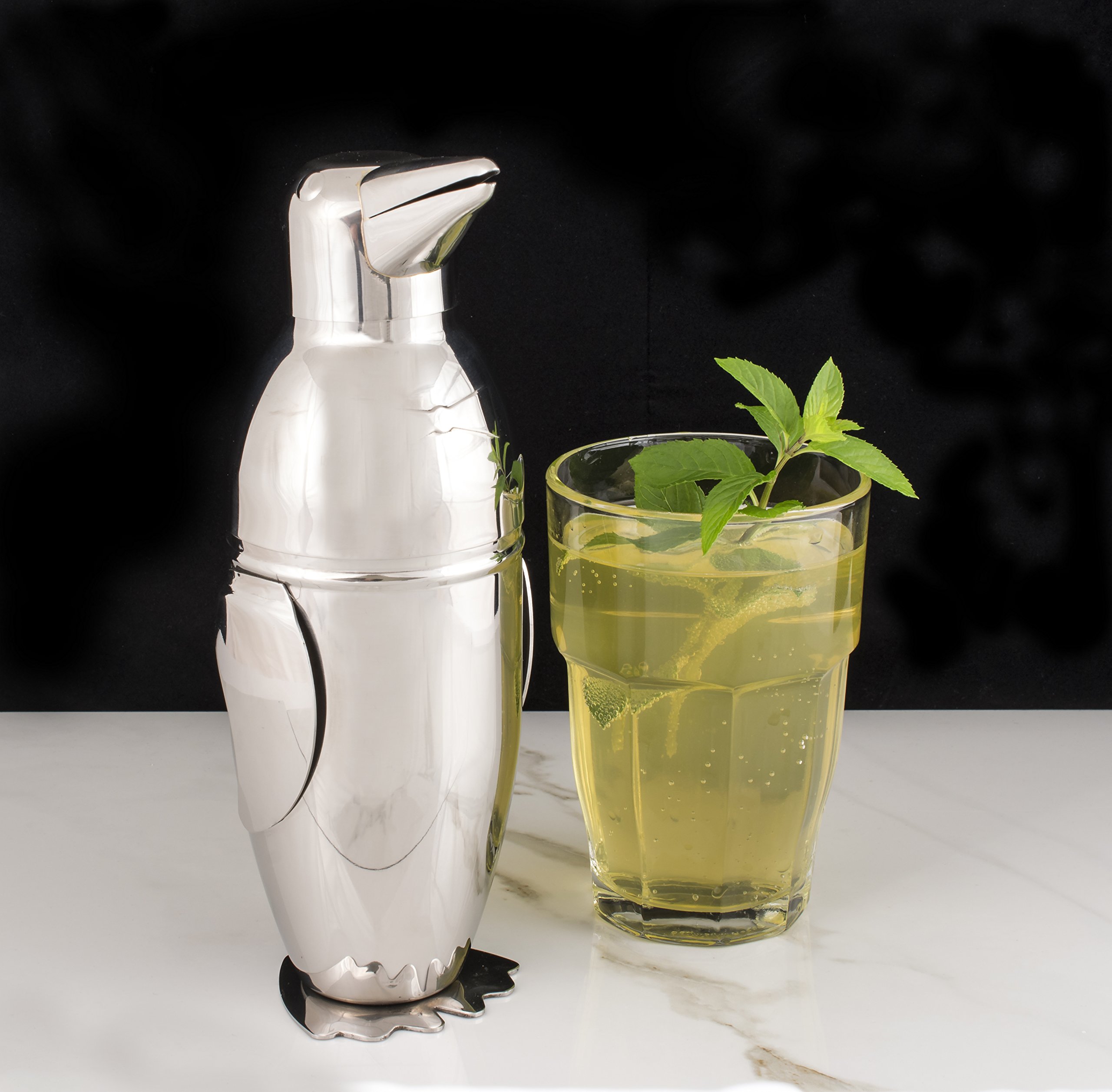 HIC Kitchen Penguin Cocktail Shaker, 18/8 Stainless Steel, 18-ounce