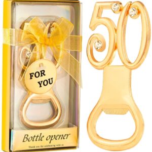 50PCS Packs Golden 50 Bottle Openers for 50th Birthday Party Favors or 50th Wedding Anniversary Party Gifts 50th Birthday Party Gifts Souvenirs Decorations for Guests