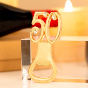 50PCS Packs Golden 50 Bottle Openers for 50th Birthday Party Favors or 50th Wedding Anniversary Party Gifts 50th Birthday Party Gifts Souvenirs Decorations for Guests