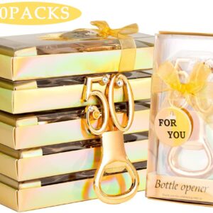 50PCS Packs Golden 50 Bottle Openers for 50th Birthday Party Favors or 50th Wedding Anniversary Party Gifts 50th Birthday Party Gifts Souvenirs Decorations for Guests