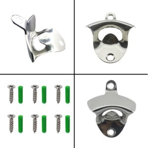 HAIICEN 3PCS Silver Stainless Steel Beer Bottle Opener Wall Mounted Bottle Cap Opener for Kitchen Home Bar Gifts