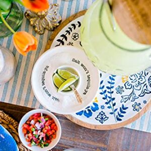 Mud Pie Lime and Salt Rimmer Margarita Set, Round, White