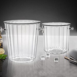 Hacaroa 2 Pack Plastic Ice Bucket with Handles, 1.6L / 3.5L Clear Wine Bucket Round Beverage Tub, Portable Beer Bottle Drink Cooler Large Champagne Chiller Bin for Party, Bar, Home