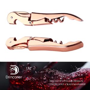 Drincarier Waiters Corkscrew Professional Waiter Corkscrew Wine openers,stainless steel Wine Key for Restaurant Waiters,Classic All-in-one Corkscrew, Bottle Opener and Foil Cutter (1Pack Rose Gold)…