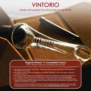 Vintorio Wine Aerator Pourer - Premium Aerating Pourer and Decanter Spout (Silver)