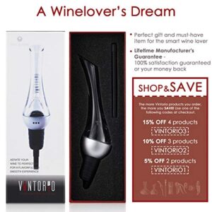 Vintorio Wine Aerator Pourer - Premium Aerating Pourer and Decanter Spout (Silver)