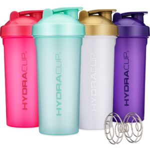 hydra cup 4 pack - extra large shaker bottle, 45-ounce shaker cup with dual blenders for mixing protein, from