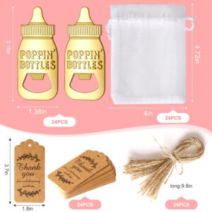 Popping Bottle Openers Baby Shower for Guests, 24PCS Cute Bottle Opener Souvenirs with Organza Bags and Thank You Tags for Theme Wedding Kids Birthday Party Favors