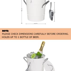 LF Likefair Double Wall Ice Bucket with Lid and Spade,4.2Quart/4Liter Galvanized Ice Buckets for Beer,Ice,Wine,Champagne,Parties,Outdoor,Picnic,Bar (Cream White)