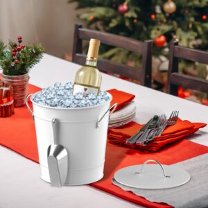 LF Likefair Double Wall Ice Bucket with Lid and Spade,4.2Quart/4Liter Galvanized Ice Buckets for Beer,Ice,Wine,Champagne,Parties,Outdoor,Picnic,Bar (Cream White)