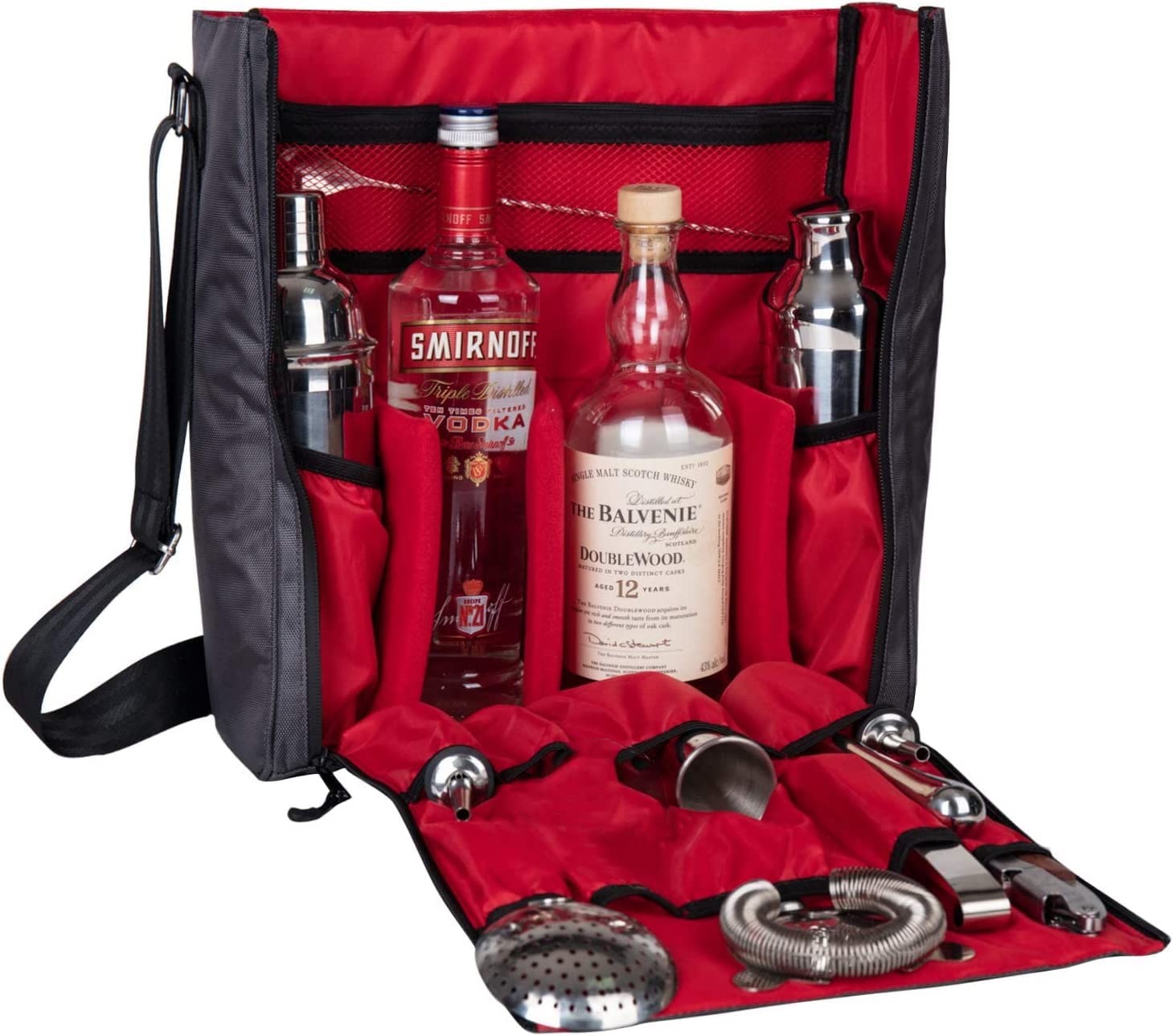 Jillmo Travel Bartender Kit, 10-Piece Cocktail Shaker Set with Bartender Bag