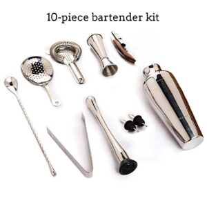 Jillmo Travel Bartender Kit, 10-Piece Cocktail Shaker Set with Bartender Bag