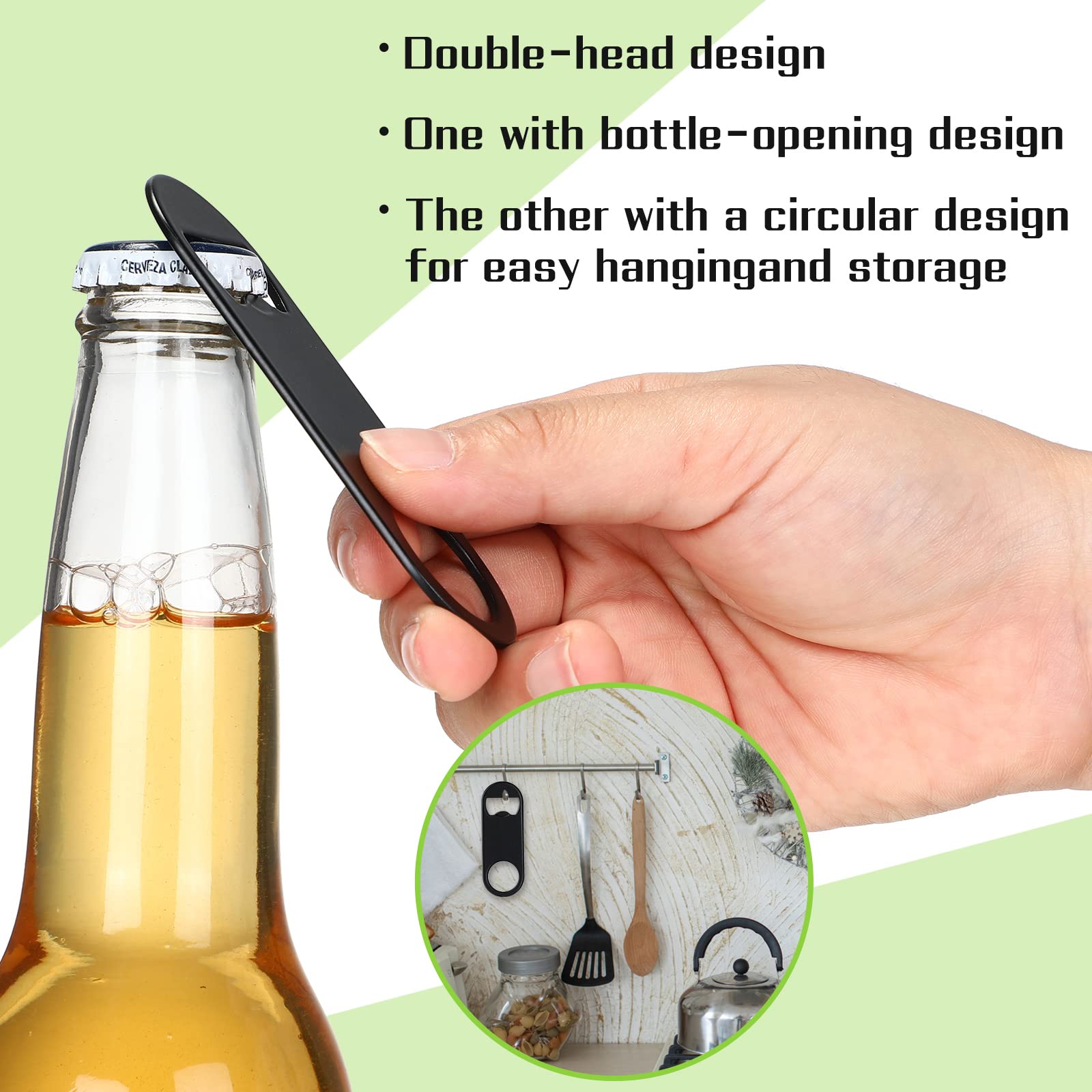 50 Pcs Stainless Steel Flat Bottle Opener Heavy Duty Beer Opener Bartender Bar Key Soda Can Opener 3.4 x 1.3 Inches Small Speed Openers Beer Bottle Opener for Kitchen, Bar or Restaurant (Black)