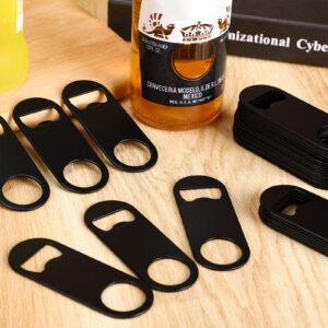 50 Pcs Stainless Steel Flat Bottle Opener Heavy Duty Beer Opener Bartender Bar Key Soda Can Opener 3.4 x 1.3 Inches Small Speed Openers Beer Bottle Opener for Kitchen, Bar or Restaurant (Black)