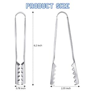 Mimorou 2 Pieces 6.2 inch Stainless Steel Ice Tongs for Ice Bucket Ice Cube Serving Tongs with Teeth for Cocktails Whiskeys Kitchen Food Serving