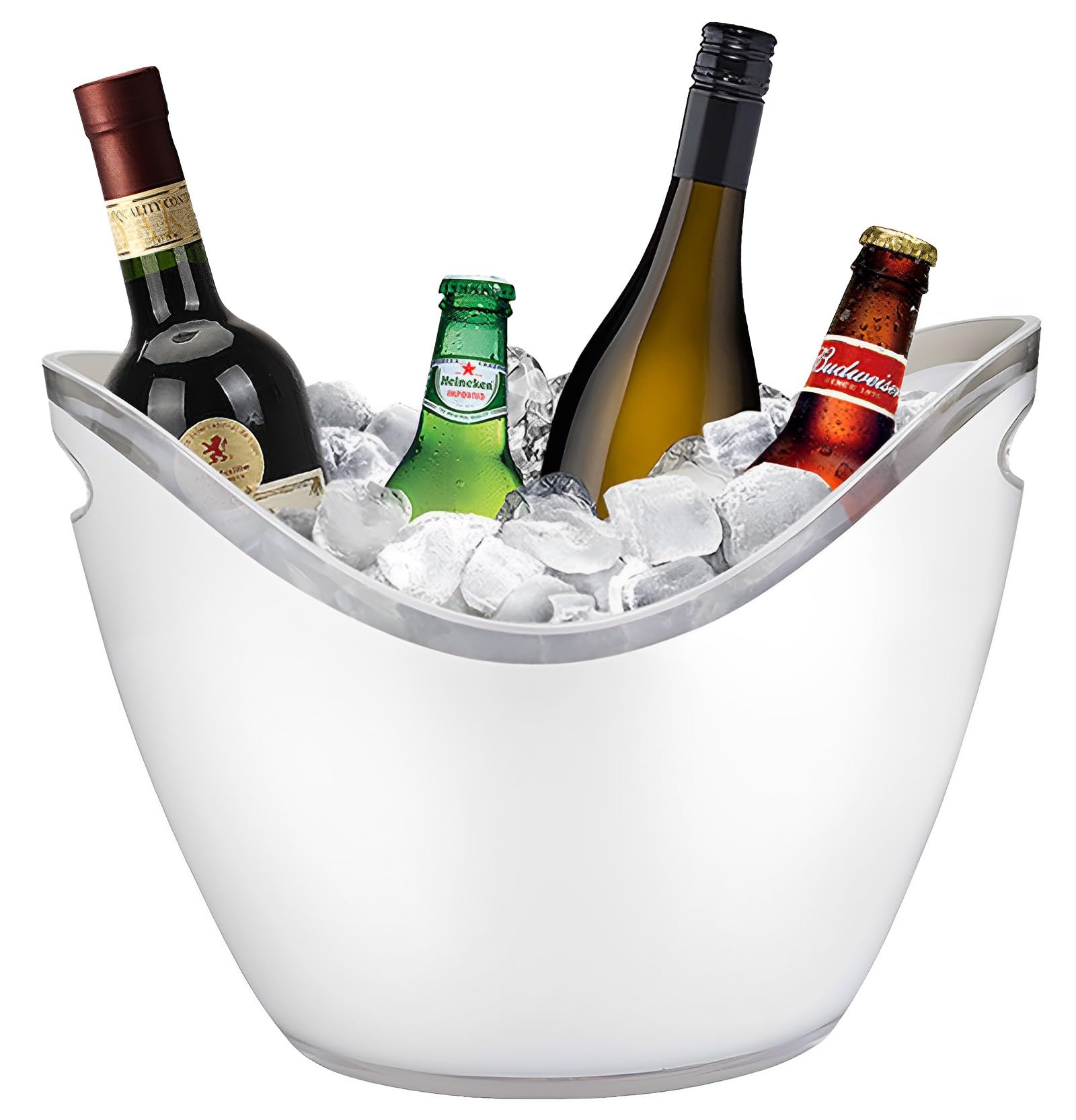 Yesland 3.5L Ice Buckets White Acrylic Drink Bucket Beverage Tub Wine Champagne Bucket - Storage Tub for Wine, Champagne or Beer Bottles Parties and Home Bar