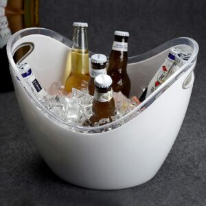 Yesland 3.5L Ice Buckets White Acrylic Drink Bucket Beverage Tub Wine Champagne Bucket - Storage Tub for Wine, Champagne or Beer Bottles Parties and Home Bar