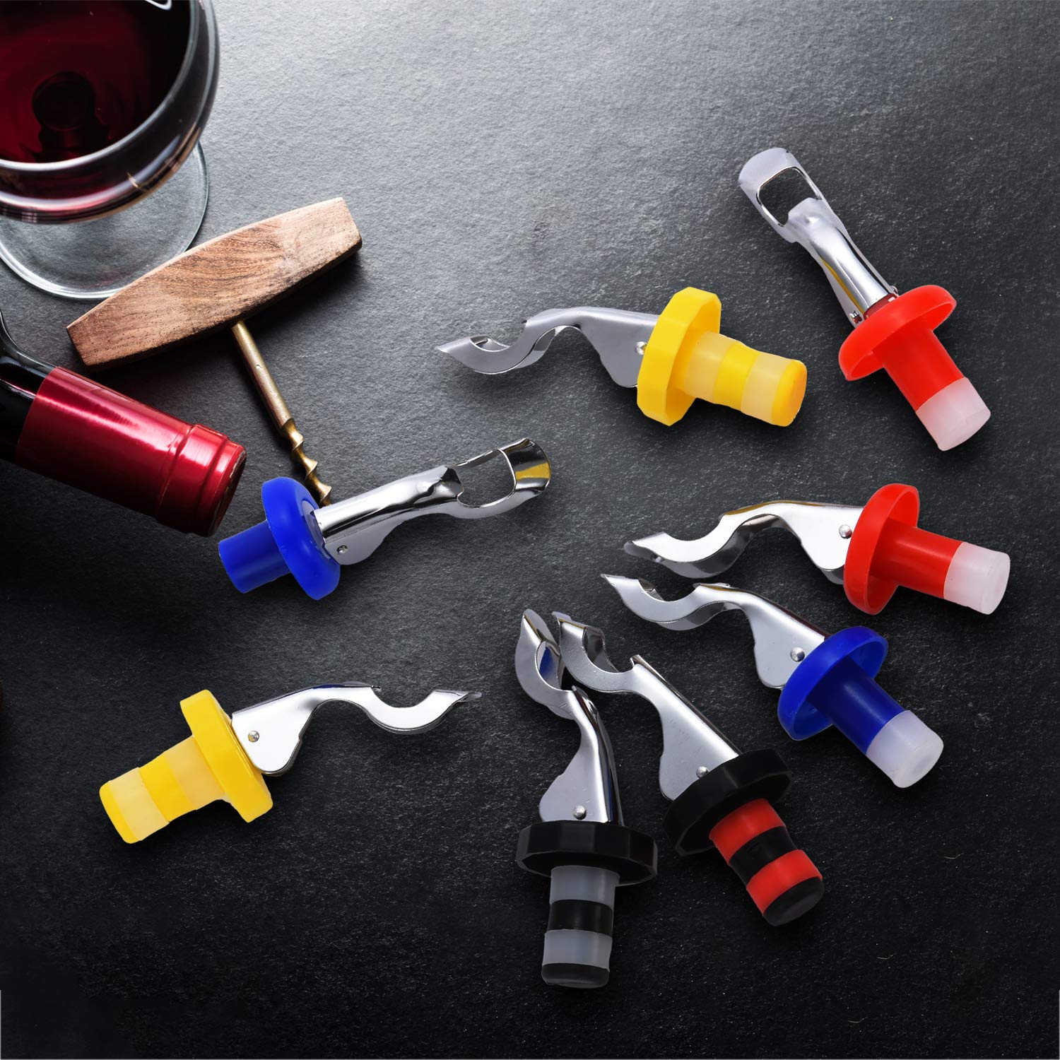 10 Pieces Silicone Wine Stoppers Expanding Manual Beverage Bottle Plug Reusable Leakproof Wine Bottle Airtight Seal Cork