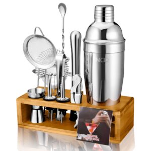 Bartender Kit, TNCO Cocktail Shaker Set with Stand,Bar Set Drink Mixer Set with All Essential Bar Accessory,Martini Mixer Cup with Muddler,Jigger, Strainer,Ice Tongs,Spoon,Liquor Pourers,Ice Filter