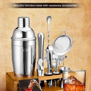 Bartender Kit, TNCO Cocktail Shaker Set with Stand,Bar Set Drink Mixer Set with All Essential Bar Accessory,Martini Mixer Cup with Muddler,Jigger, Strainer,Ice Tongs,Spoon,Liquor Pourers,Ice Filter