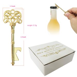 WODEGIFT 20 PCS Key Bottle Openers,Vintage Skeleton Key Bottle Opener,Wedding Favors Bottle Opener with 20Pcs Tag Cards and 20Pcs Key Chains(Gold）