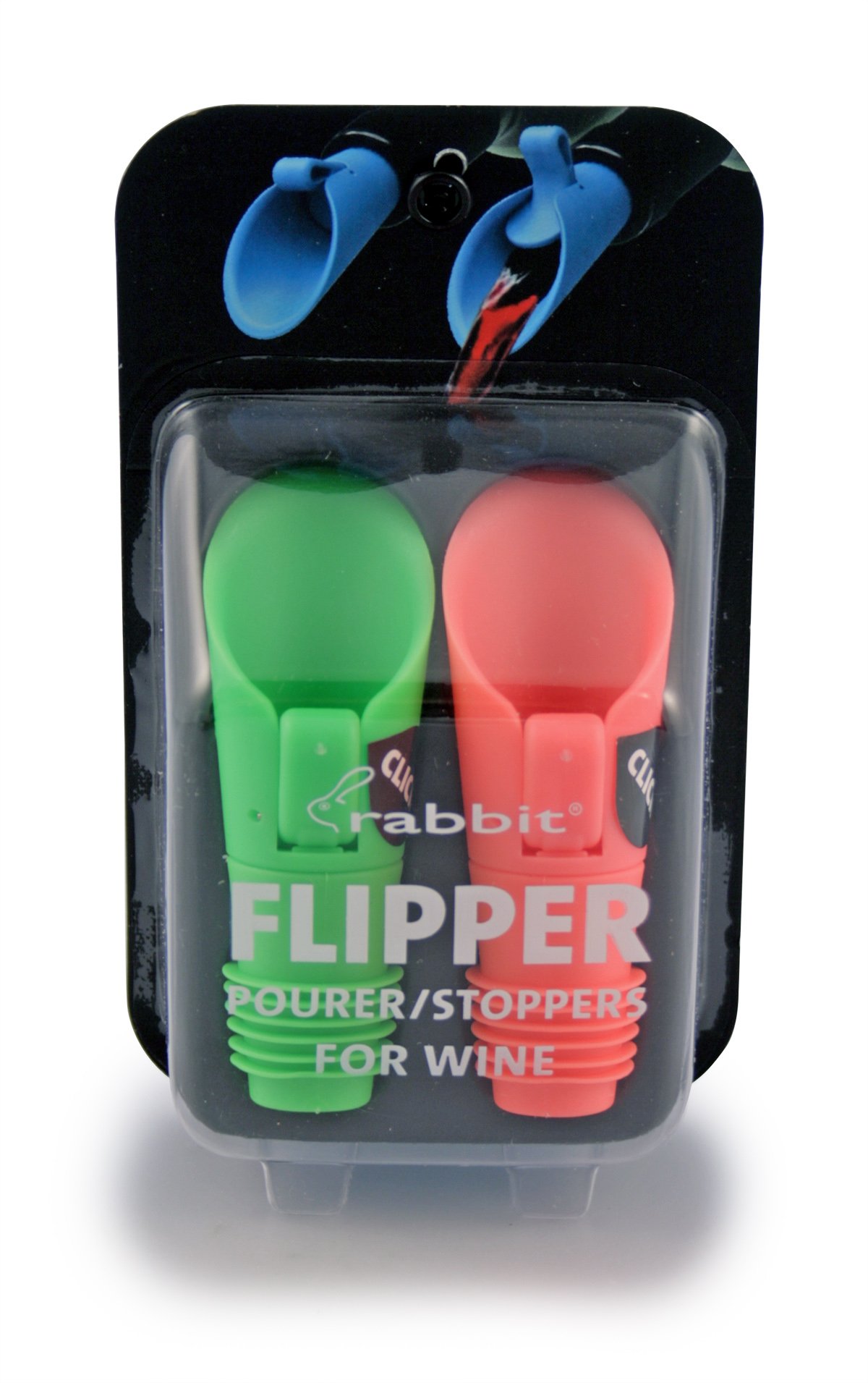 Rabbit Flipper Wine Pourer Bottle Stoppers, Set of 2, Colors may vary