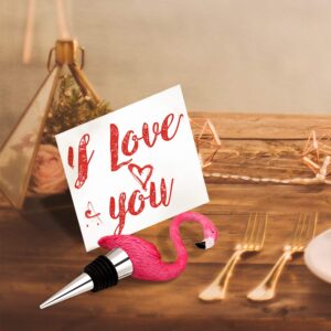 Flamingo Wine Beverage Bottle Stoppers, Reusable Stainless Steel Bottle Stopper, Unique & Elegant Souvenirs Gifts, Decorate Wine Bottle (Rose Red)