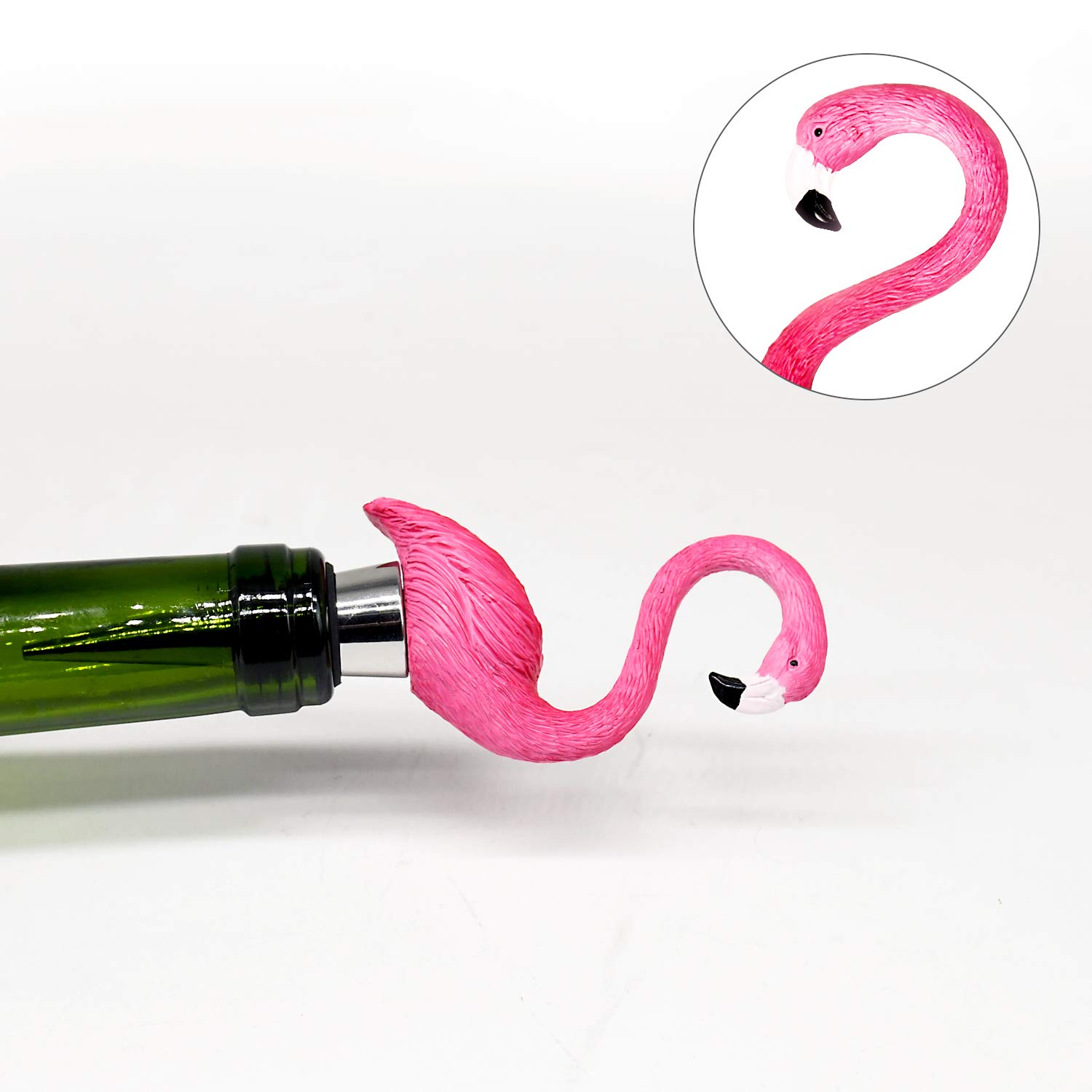 Flamingo Wine Beverage Bottle Stoppers, Reusable Stainless Steel Bottle Stopper, Unique & Elegant Souvenirs Gifts, Decorate Wine Bottle (Rose Red)