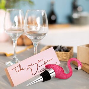 Flamingo Wine Beverage Bottle Stoppers, Reusable Stainless Steel Bottle Stopper, Unique & Elegant Souvenirs Gifts, Decorate Wine Bottle (Rose Red)