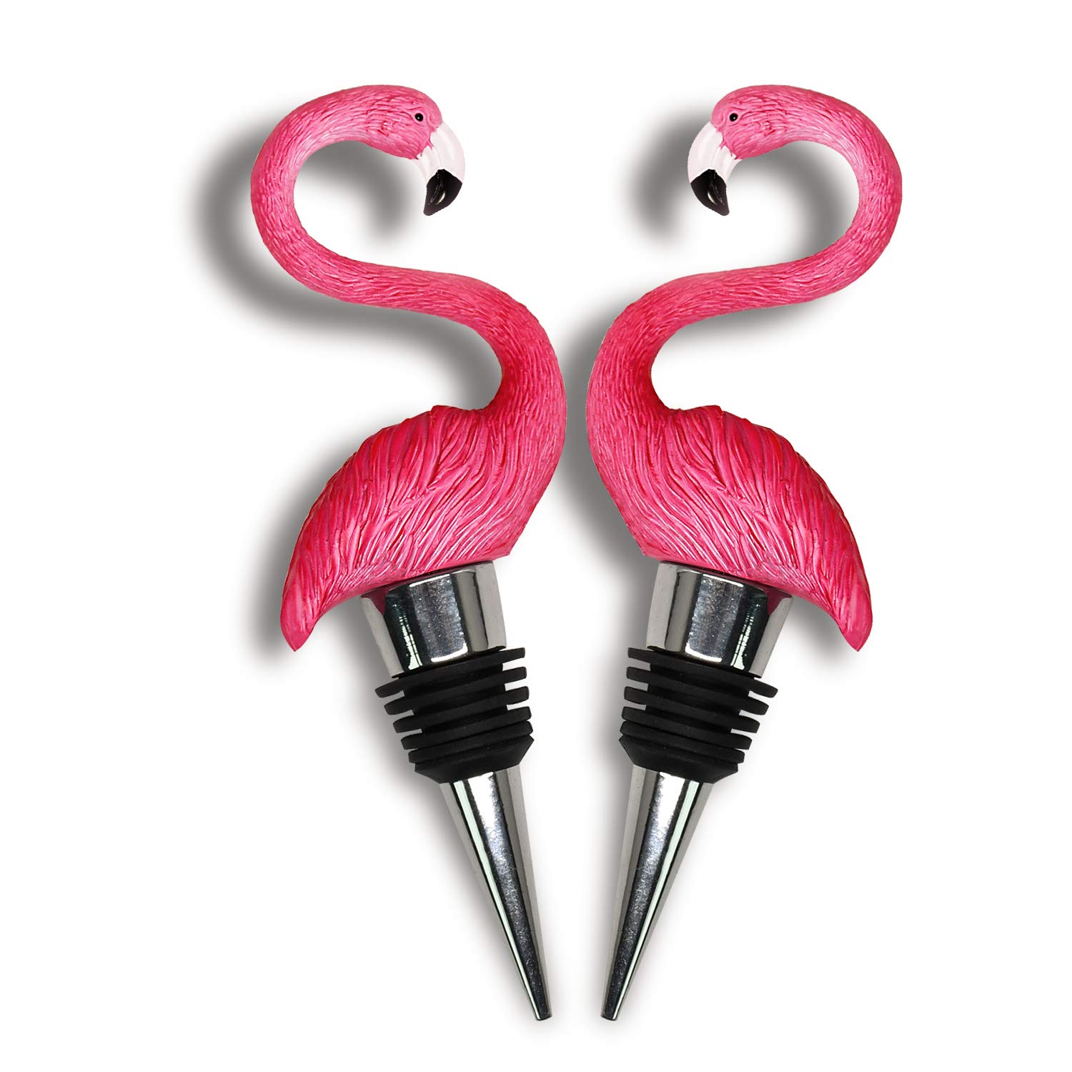 Flamingo Wine Beverage Bottle Stoppers, Reusable Stainless Steel Bottle Stopper, Unique & Elegant Souvenirs Gifts, Decorate Wine Bottle (Rose Red)
