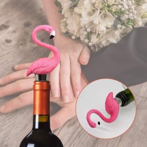 Flamingo Wine Beverage Bottle Stoppers, Reusable Stainless Steel Bottle Stopper, Unique & Elegant Souvenirs Gifts, Decorate Wine Bottle (Rose Red)