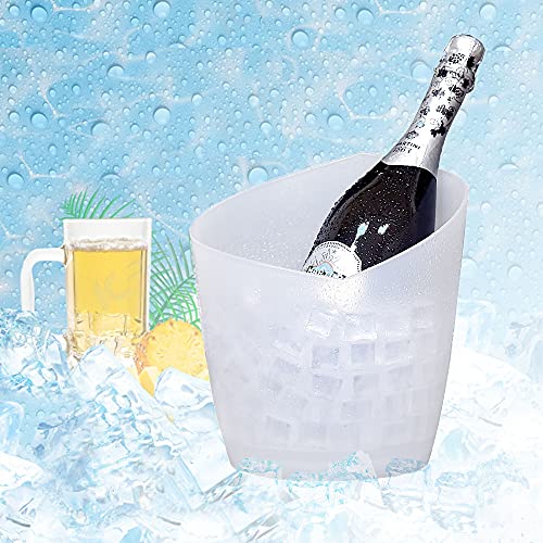 LED Ice Bucket, FIPASEN Upgraded 5L Large Capacity Lighted Ice Bucket with Automatic 7 Colors Changing for Party/Home/Bar/ KTV Club, Waterproof Wine Ice Bucket Beer Drink Containers (Battery-Powered)