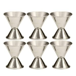 tezzorio (6 pack) double 1/2 & 1 oz bar jigger, stainless steel cocktail jiggers pony shot measuring liquor/bartender supplies