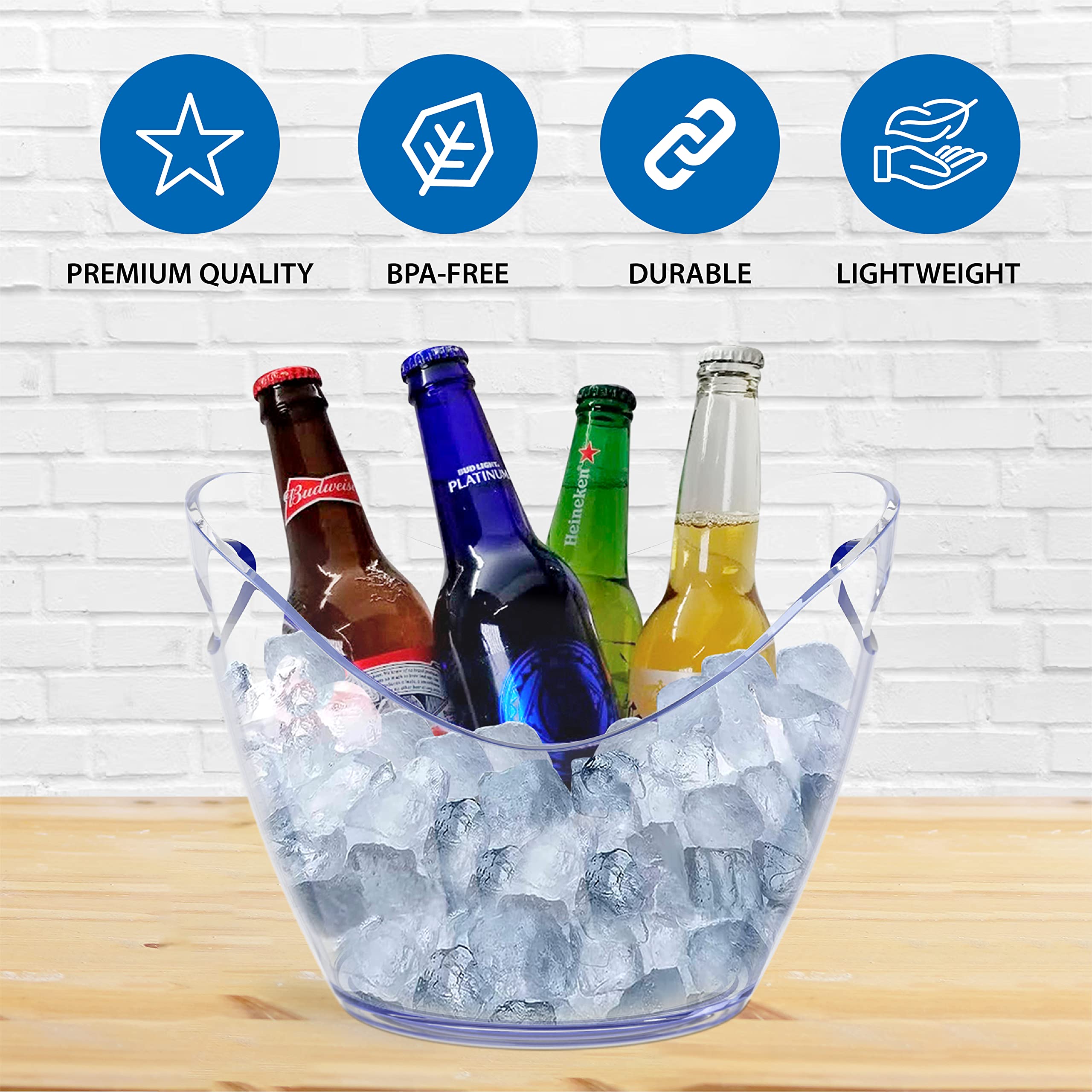 Ice Bucket - Ice Buckets for Parties - Champagne Bucket - Clear Acrylic Beer Bucket 3.5 Liter - Ice Bucket for Beer, Wine and Champagne - 16pk Bulk