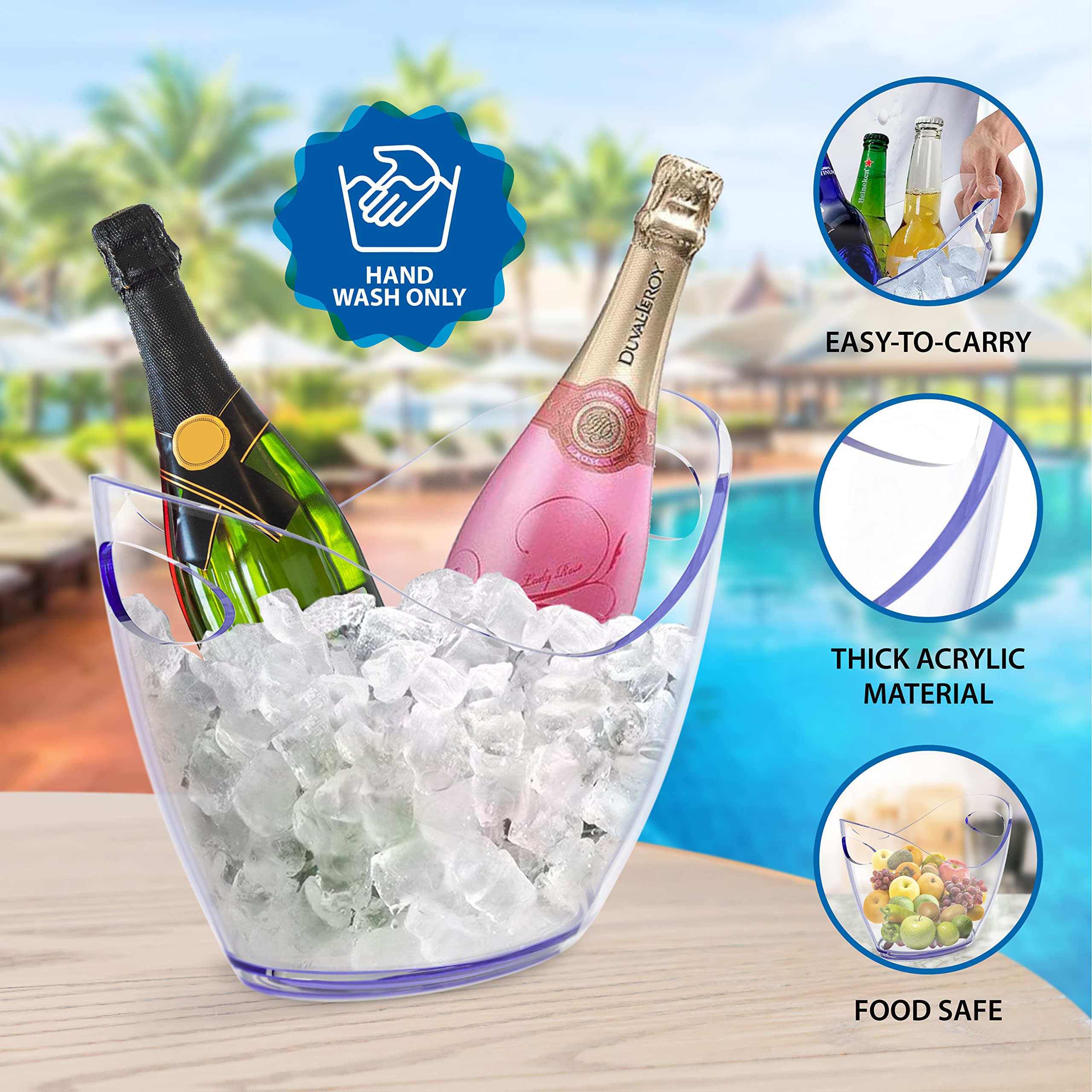 Ice Bucket - Ice Buckets for Parties - Champagne Bucket - Clear Acrylic Beer Bucket 3.5 Liter - Ice Bucket for Beer, Wine and Champagne - 16pk Bulk