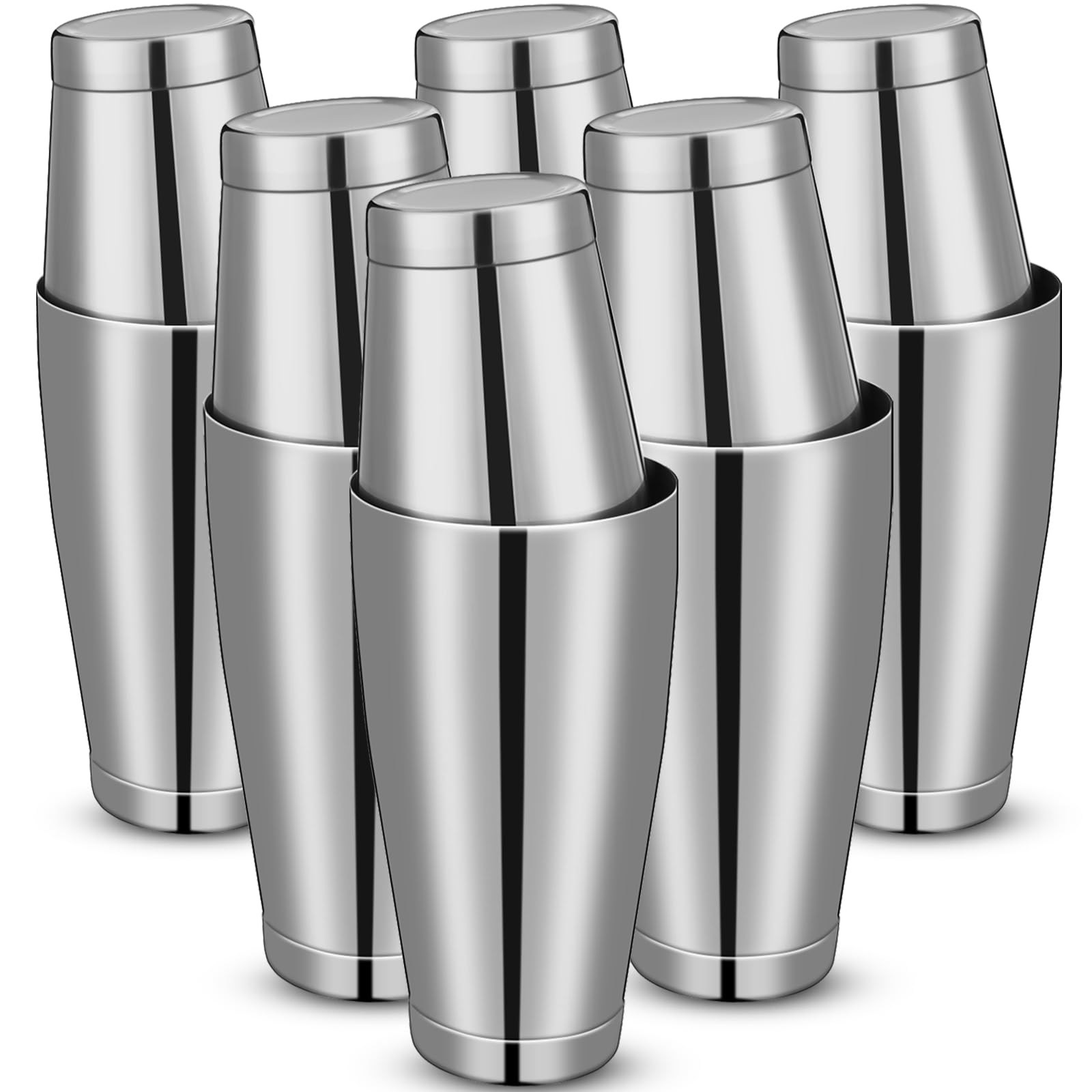 Lallisa 10 Pieces Cocktail Shakers Professional Bar Shaker Boston Shaker Set Stainless Steel Martini Shaker Drink Mixer Basic Tools Weighted Shake Metal Can for Bartenders, 18 Oz, 28 oz