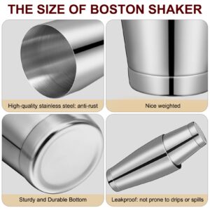 Lallisa 10 Pieces Cocktail Shakers Professional Bar Shaker Boston Shaker Set Stainless Steel Martini Shaker Drink Mixer Basic Tools Weighted Shake Metal Can for Bartenders, 18 Oz, 28 oz