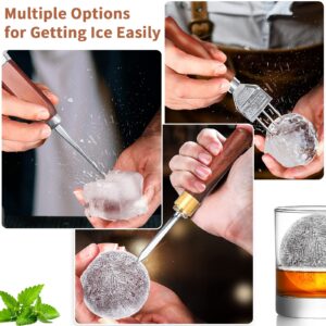 Ice Pick Set of 7 - Stainless Steel Ice Chipper Tea Knife with Wooden Handle, Crushed Ice Lewis Bag and Wood Hammer for Breaking Ice Carving Kitchen Tool Bartender Bars Picnics Camping Restaurant