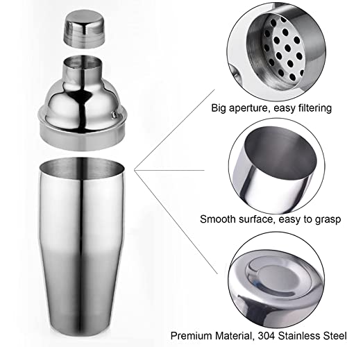 Cocktail Shaker Bottle, 12 oz Martini Shaker Drink Shaker with Built-In Strainer for Bartending Home Bar, Stainless Steel Cocktail Shaker Bottles Essential Bar Accessories Bartender Kit Gifts