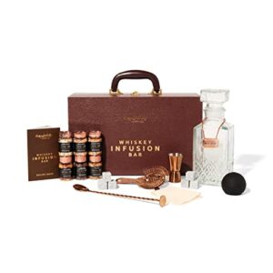 Thoughtfully Cocktails, Whiskey Infusion Case Gift Set, Includes Whiskey Decanter, Jigger, Bar Spoon, Flavored Wood Chips, and More, Whiskey Infusion Kit in a Gift Briefcase (Contains NO Alcohol)