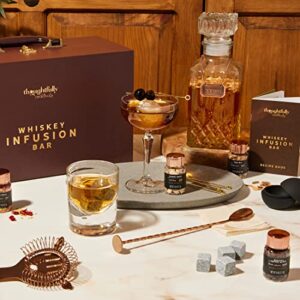 Thoughtfully Cocktails, Whiskey Infusion Case Gift Set, Includes Whiskey Decanter, Jigger, Bar Spoon, Flavored Wood Chips, and More, Whiskey Infusion Kit in a Gift Briefcase (Contains NO Alcohol)