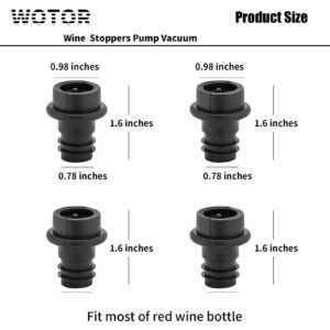 WOTOR Wine Pump Vacuum Stoppers, Silicone Wine Saver, Wine Bottle Stopper, Wine Preserver, Reusable Bottle Sealer Keeps Wine Fresh (Black, 12 Pieces)