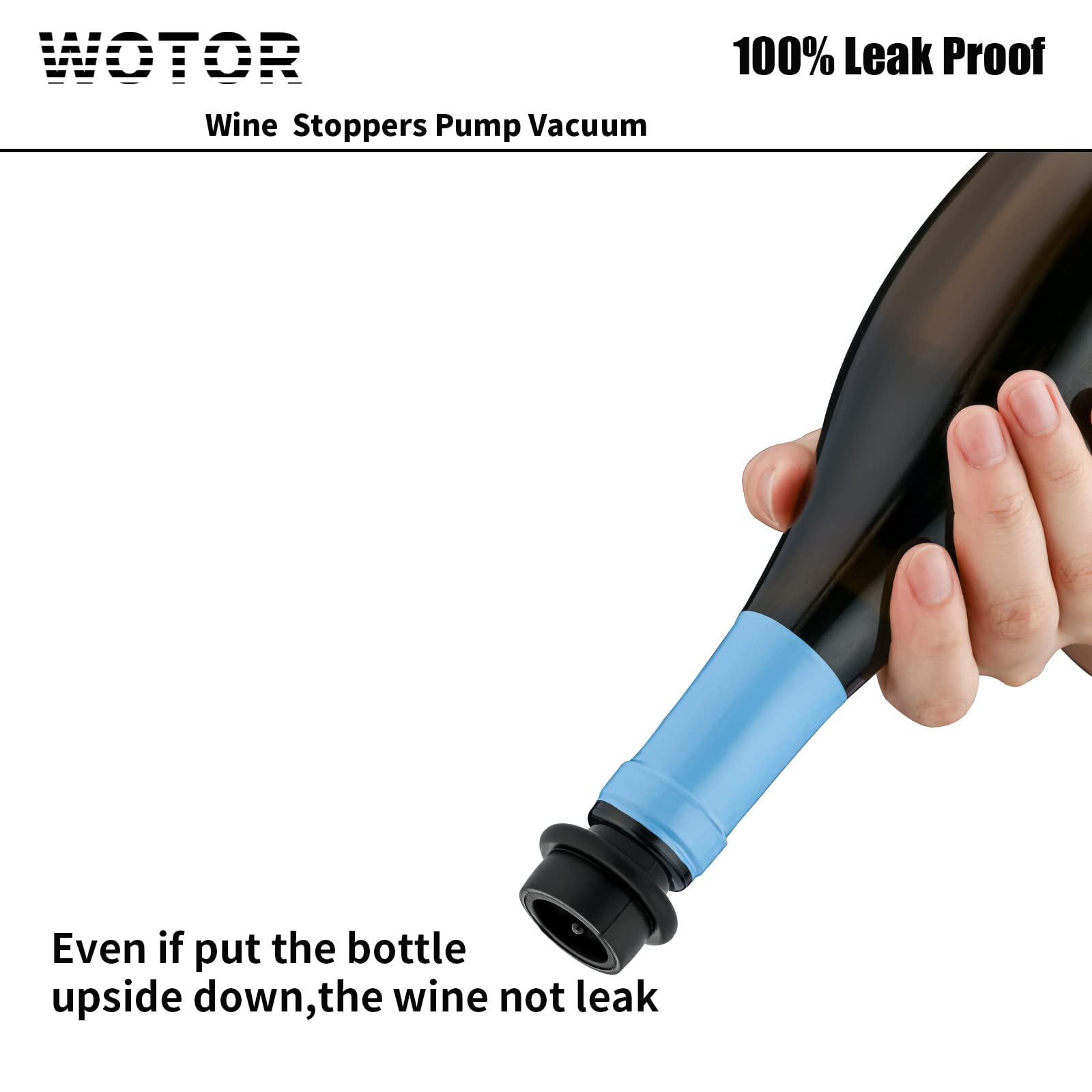 WOTOR Wine Pump Vacuum Stoppers, Silicone Wine Saver, Wine Bottle Stopper, Wine Preserver, Reusable Bottle Sealer Keeps Wine Fresh (Black, 12 Pieces)