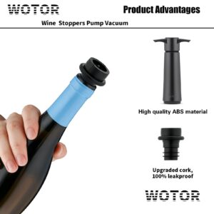 WOTOR Wine Pump Vacuum Stoppers, Silicone Wine Saver, Wine Bottle Stopper, Wine Preserver, Reusable Bottle Sealer Keeps Wine Fresh (Black, 12 Pieces)